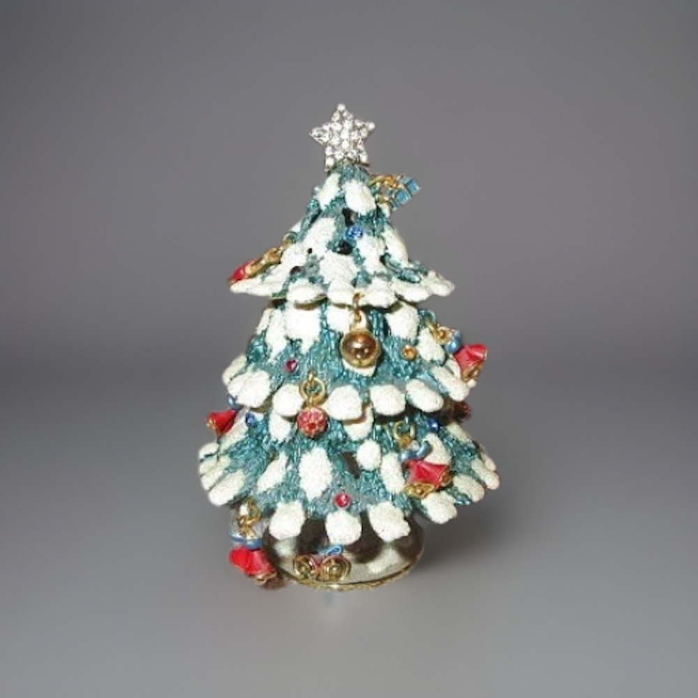 Dazzlers Bejeweled Christmas Tree Trinket Box Crystal Ornament Charms Holiday